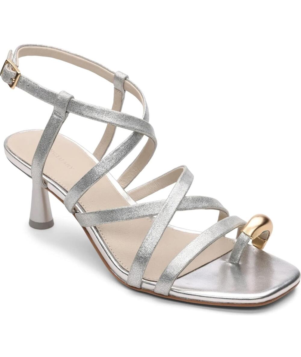 NWT Sanctuary Beyond Strappy Toe Thong Sandal, Ankle Buckle, Gold Accents sz 9.5